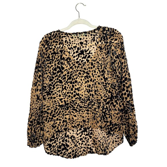 Karlie Leopard Print Scoop Neck Blouse Lightweight High-Low Hem Size Small - Picture 2 of 6
